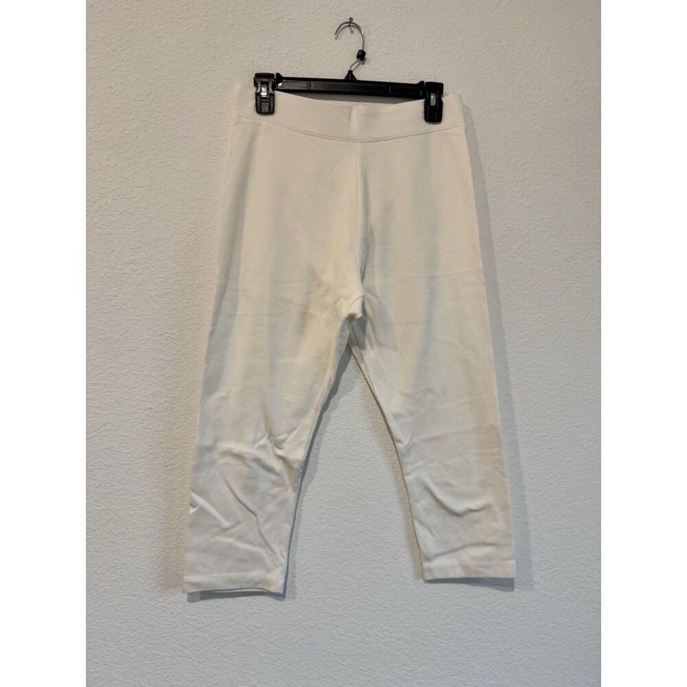 Coldwater Creek Women's Solid White High Waisted Pull On Cropped Leggings Medium